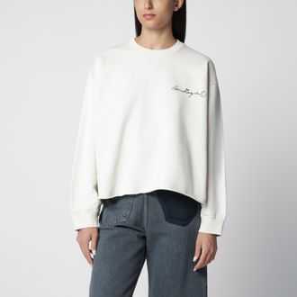Maison Margiela &Eacute;cru fleece sweatshirt with logo print
