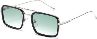 Generic Women Metal Driving Sunglasses Outdoor Men Commuter Vacation Sun Glasses(Green)