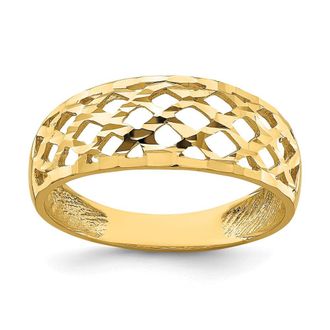 Diamond2Deal 14k Yellow Gold Solid Diamond-Cut Woven Pattern Dome Ring