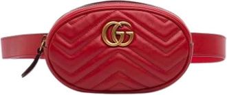 Gucci Pre-owned Quilted Belt Bag - Dames - Vintage Heuptassen - Rood - ONE Size - Leer - Vintage