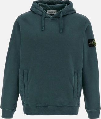 Stone Island Mens Stone Island Fleece Cotton Teal Green Hoodie - Size: 44