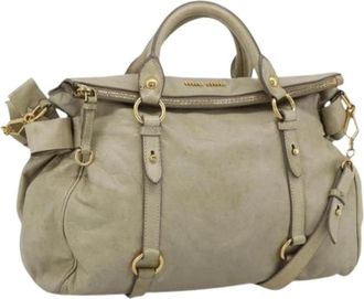 Miu Miu Pre-owned Hand Bag - Dames - Vintage Handtas - Beige - ONE Size - Leer - Vintage