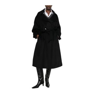 Frankie Shop Jassen, Dames, Zwart, M, Wol, London Double Breasted Coat