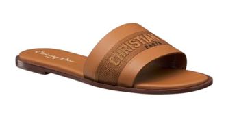 Dior Tan Leather Slides Size 37