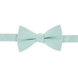 Trafalgar Store Churchill Chambray Polka Dot Linen Blend Bow Tie in Light Green With Polka Dots at Nordstrom