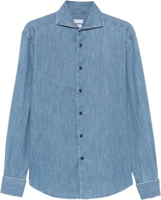 Brunello Cucinelli Denim Shirt - Heren - Overhemden - Blauw - Maat: M Denim