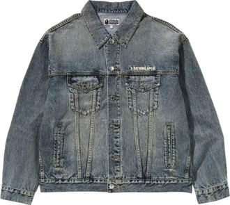 A Bathing Ape Distressed Denim Trucker Jacket Light Indigo 1K80-140-308-LIGHTINDI