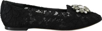 Dolce & Gabbana Elegante platte Vally-schoenen met bloemenkant - Dames - Ballerinas - Zwart - 35 EU - Katoen - Schoenen