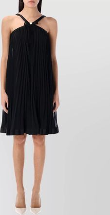 Versace georgette halter neckline pleated dress
