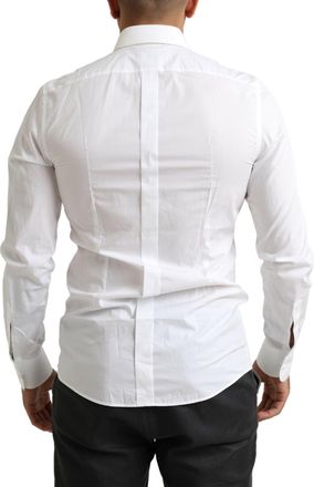 Dolce & Gabbana Mens White Tuxedo Slim Fit Baroque Shirt Cotton