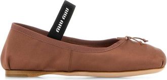 Miu Miu Brown Satin Ballet Flats