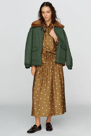The Great. Canary 100% Silk Midi Skirt