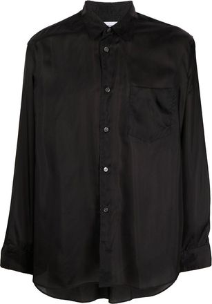 Comme Des Gar&ccedil;ons button-down fitted shirt - men - Cupro - L - Black