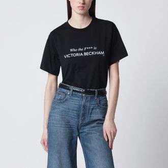 Victoria Beckham Black Cotton Who The F*** Is Victoria Beckham T Shirt