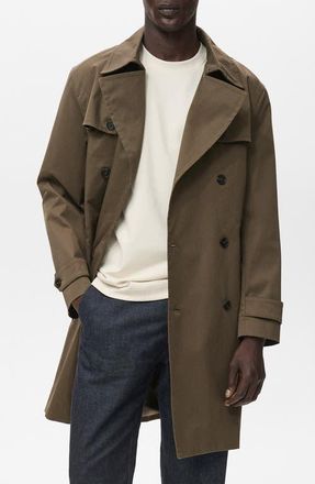 Mango Water Repellent Trench Coat in Olive Green at Nordstrom, Size Medium