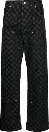Misbhv monogram-print straight-leg trousers - men - Recycled Cotton/Spandex/Elastane - 30 - Black