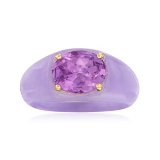 Ross-Simons Amethyst and Lavender Jade Ring With 14kt Yellow Gold
