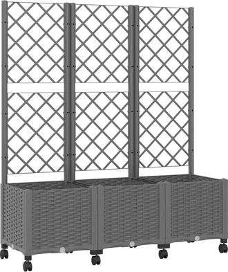 vidaXL Jardinera Con Enrejado Y Ruedas Gris Claro 120 X 40 X 146 Cm Pp Vidaxl