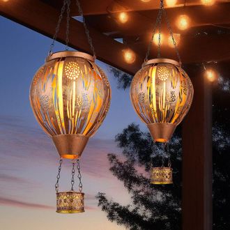 Globo Lighting Lampada solare decorazione giardino Luce solare led mongolfiera effetto fuoco luce esterna lampada a sospensione luce patio, occhi decorativi
