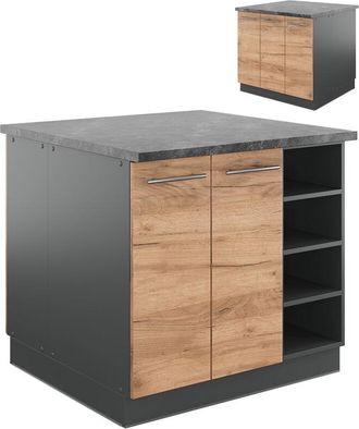 Vicco Isola cucina Fame-Line, Quercia dorata/antracite, 90 cm senza piano di lavoro
