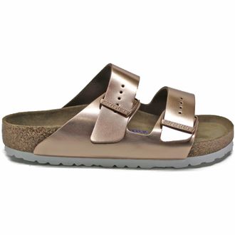 Birkenstock Arizona Leather Womens Slides Sandals - UK 5 - US 7 Women - EU 38 - Metallic Copper - Size:UK 5