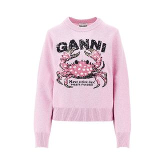 Ganni Crab wool-blend sweater Woman XS