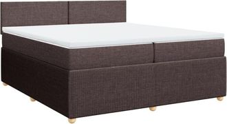 vidaXL Vidaxl - Cama Box Spring Con Colch&oacute;n Tela Marr&oacute;n Oscuro 200x200 Cm