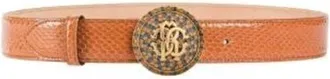 Roberto Cavalli RC Crest Leather Belt, Size 85