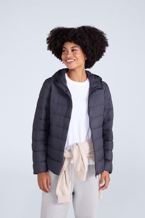 Mountain Warehouse Womens Lightweight Down Jacket Packable Water Resistant Hooded Winter Coat Black