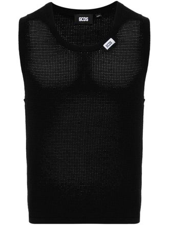 GCDS waffle-knit sleeveless jumper - men - Cotton - L - Black