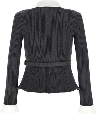 Self Portrait Womens Cardigan Ribbed Grey Polyamide Cardigans Sweater
