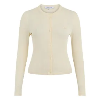 Maison Kitsun&eacute; Cardigans, female, Yellow, Size: XS Baby Fox Ribbed Cardigan