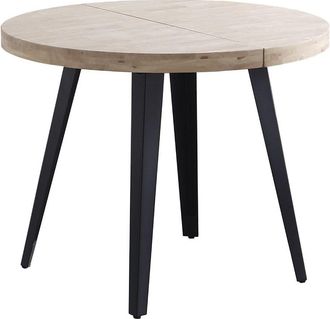 Home Heavenly Home Heavenly - Mesa Comedor Redonda Extensible Estilo Industrial Skadi. Mesa De 100 Cm Di&aacute;metro. 2 Tramos Extensi&oacute;n A 140 Hast Color: Roble Nordish -