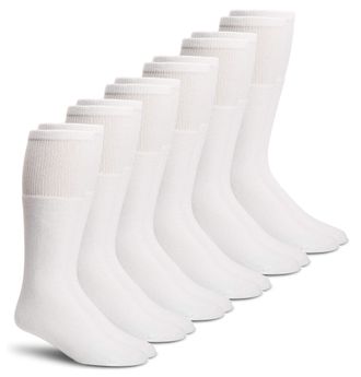 Carolina Ultimate Mens Sport Cushion Mid Calf Tube Socks 6 Pack, White, XL