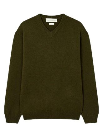 Man On The Boon. V-neck sweater - men - Wool/Cashmere - L - Green