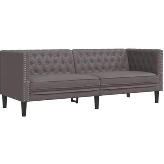 vidaXL Vidaxl - Sof&aacute; Chesterfield De 3 Plazas Cuero Artificial Gris
