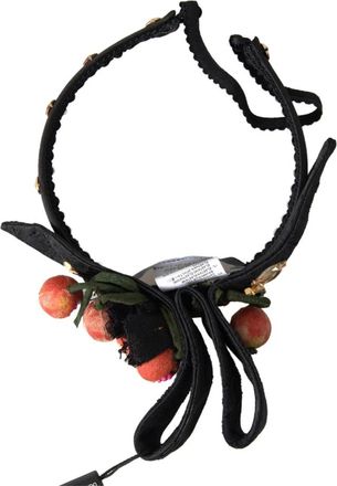 Dolce & Gabbana Kristallen Versierde Vijgen Fruit Haarband - Dames - Haaraccessoires - Zwart - ONE Size - Katoen - Accessoires