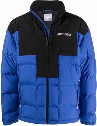 Marcelo Burlon Gewatteerd Cross Block Jack Blauw/Zwart - Heren - Winterjassen - Blauw - L - Nylon - Jassen