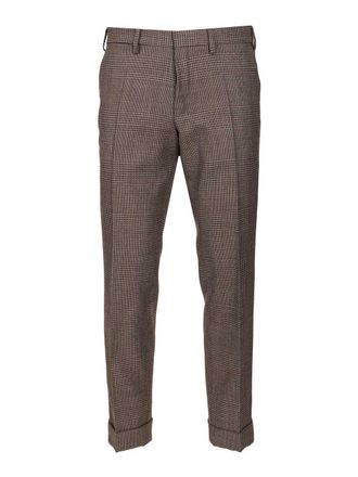 Dries Van Noten Prince Of Wales Wool Trousers Marrone-Uomo