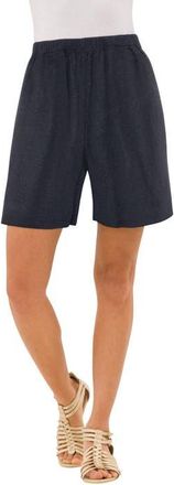 Roaman's Plus Size Soft Knit Pull On Short in Heather Charcoal at Nordstrom, Size Medium