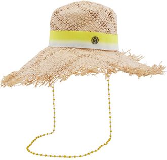 Maison Michel Ladies Yellow Big New Kendall Tie Dye Ribbon Hat, Size Small