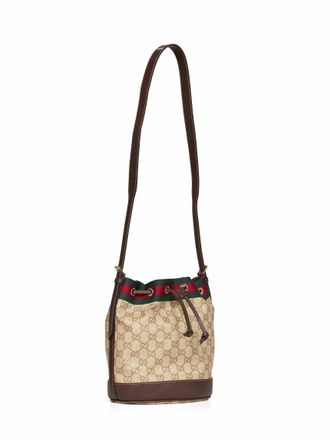 Gucci Womens Mini Bucket Bag Venice Beige Cotton Shoulder