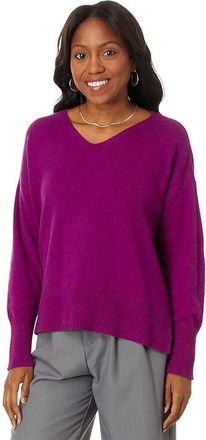 Eileen Fisher V-Neck Sweater Womens Sweater Berry Bloom : XS, Cashmere/Cotton/Polyester