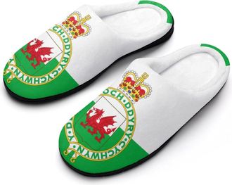 Generic Flag of Wales Funny Mens Cotton Slippers Soft Non-Slip Rubber Sole House Slipper Indoor Outdoor