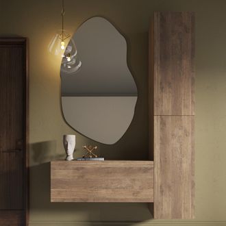 Dmora Pared Modular Gavala, Mueble De Sal&oacute;n Ajustable, 3 Estantes, 3 Puertas, Color Nogal