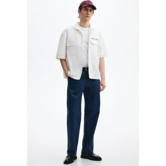 H&M Relaxed Fit Cotton Chinos in Dark Blue at Nordstrom, Size 29