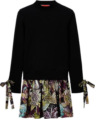 La DoubleJ floral-print mock-neck mini dress - Black