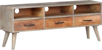 vidaXL Vidaxl - Mueble Para Tv Madera Maciza De Mango Rugosa Gris 130x35x51 Cm