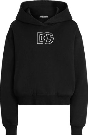 Dolce & Gabbana Embroidery Sweatshirt - Dames - Hoodies - Zwart - M - Katoen - Hoodies & sweatvesten