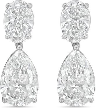 Diana M. Jewels 14KW WG 15.00 Ct TW of Lab grown oval and pear shape diamond drop earrings